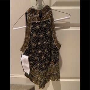 Mock turtle sleeveless sequined top- GREAT for the holidays!